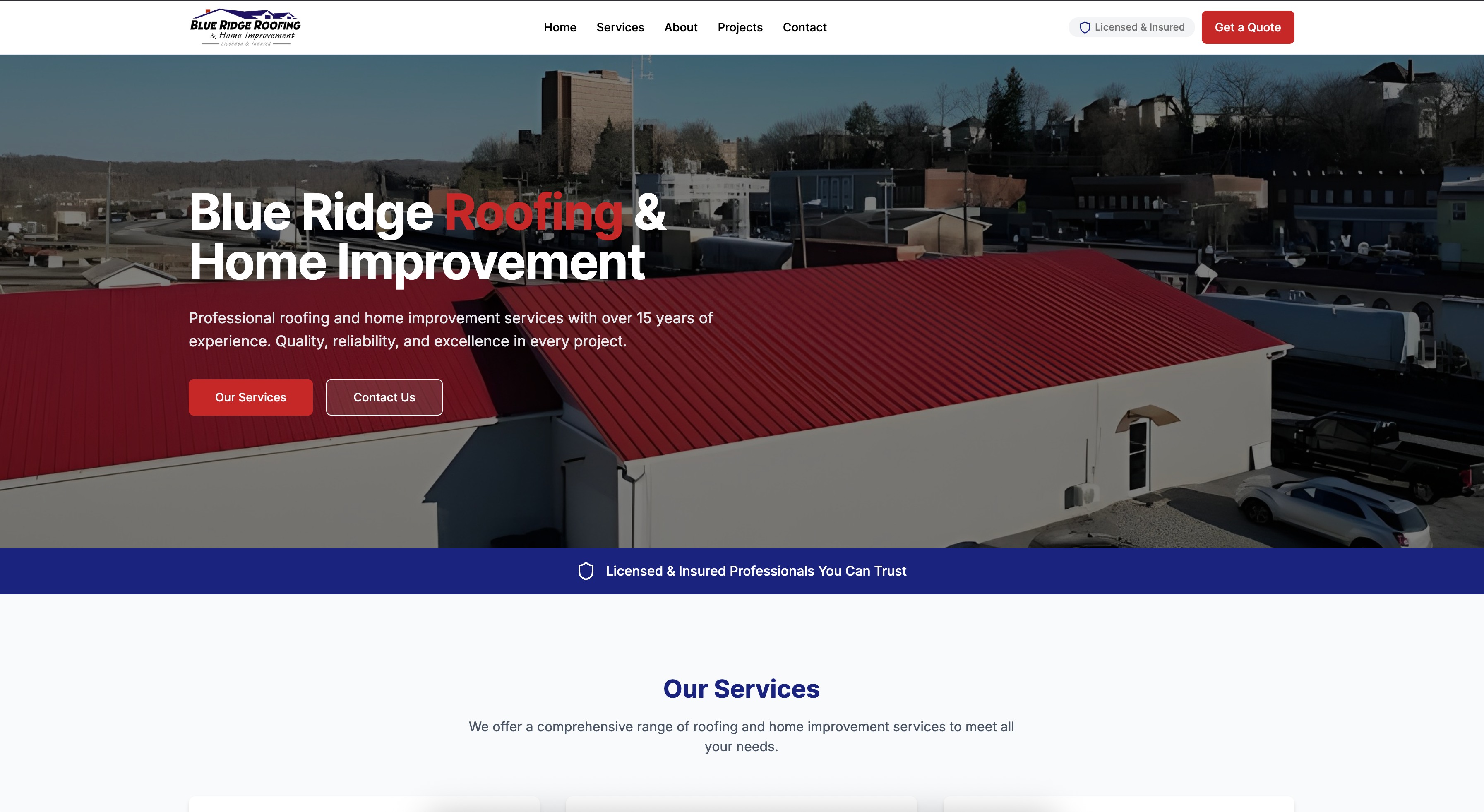 Screenshot of Blue Ridge Roofing & Home Improvement