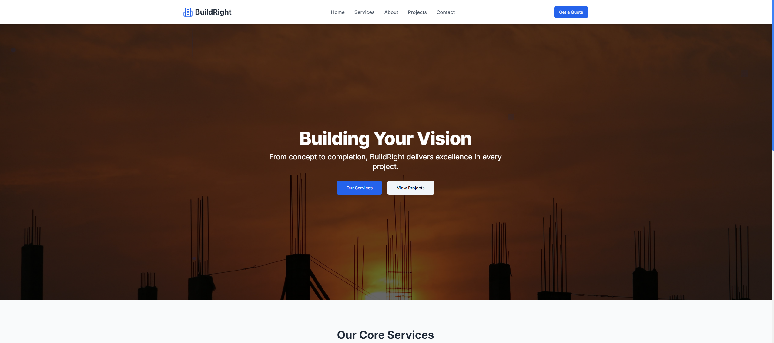 Screenshot of BuildRight Construction