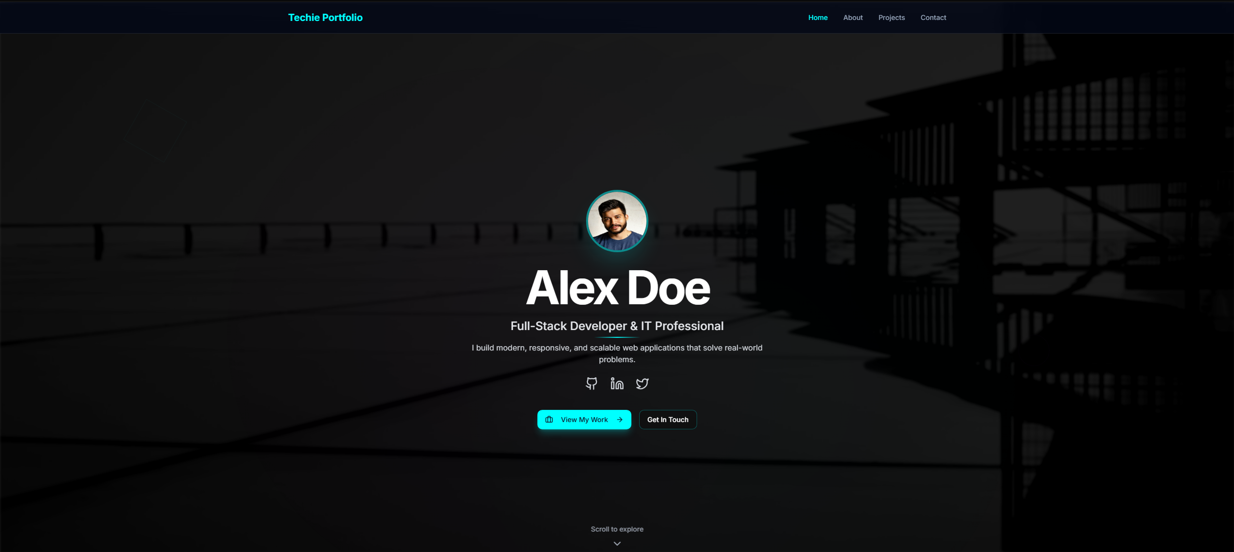 Screenshot of Techie Portfolio